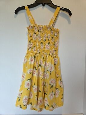 Zunie Yellow Floral Smocked Romper